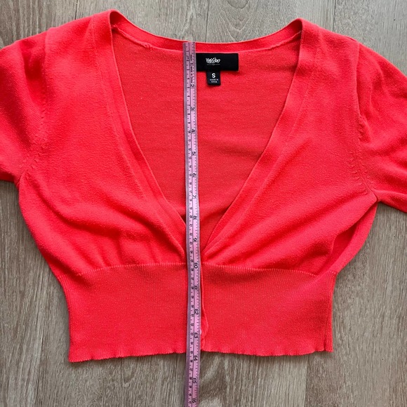 Mossimo Orange Small Cropped 3 Button Short Sleeve 100% Cotton Cardigan - Picture 5 of 8
